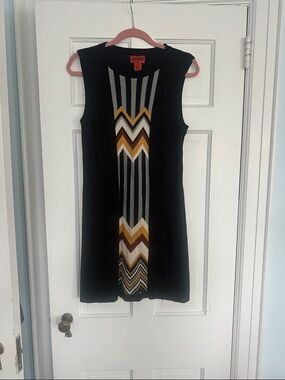 Like new Missoni for Target  Black Dress with Gold, Brown & Silver Chevron